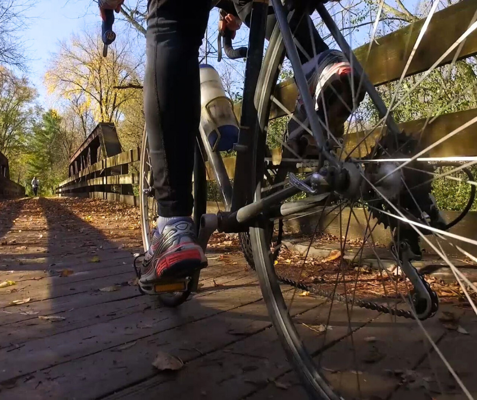 Bike going over bridge on red cedar state trail